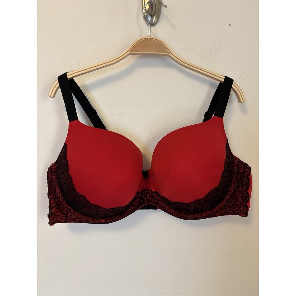 Torrid Curve Bra 48C Push Up Balconette Red Padded Underwire - Desc